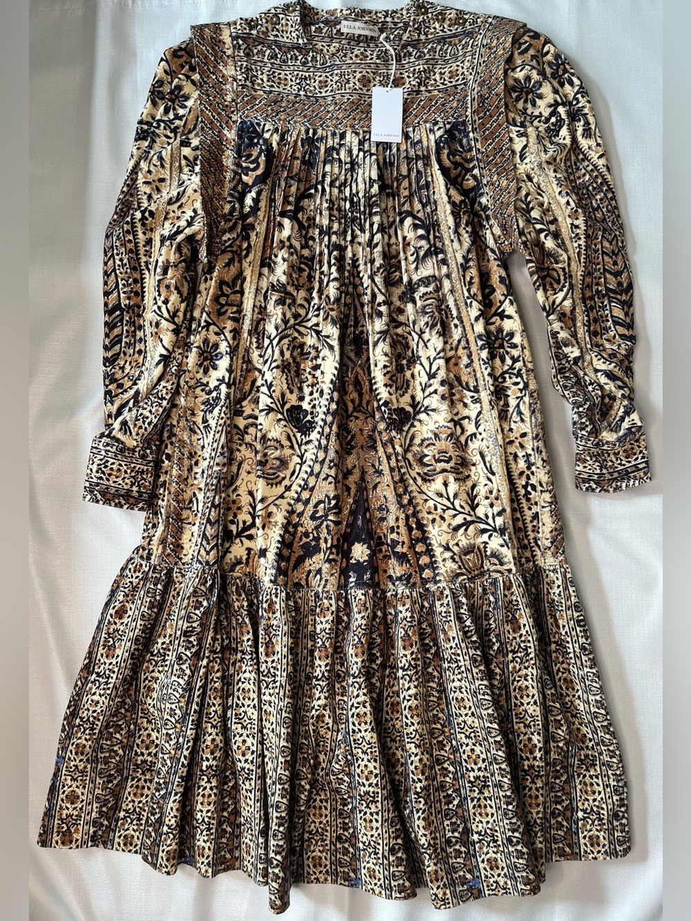 Ulla Johnson Paisley Floral Tiered Midi Dress Elevated Bohemian Prairie Chic